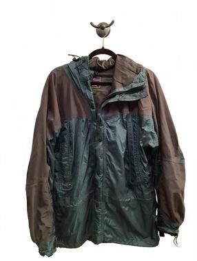 Y2K Solstice Forest Green and Purple Hooded Windbreaker Jacket Men’s Medium
